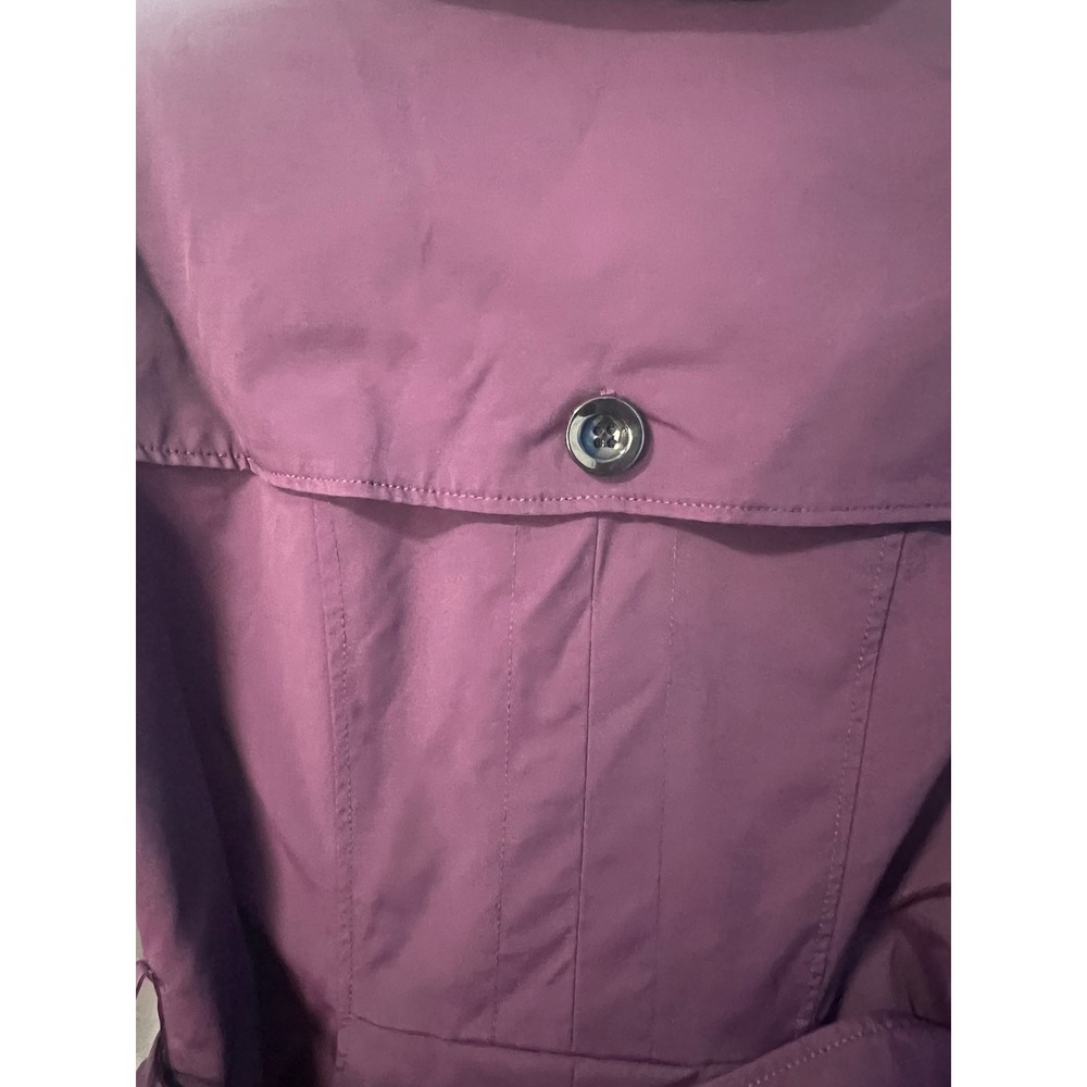 New York & Company Plum Purple Double Breasted Trench Coat Belted Womens Small - Picture 6 of 9